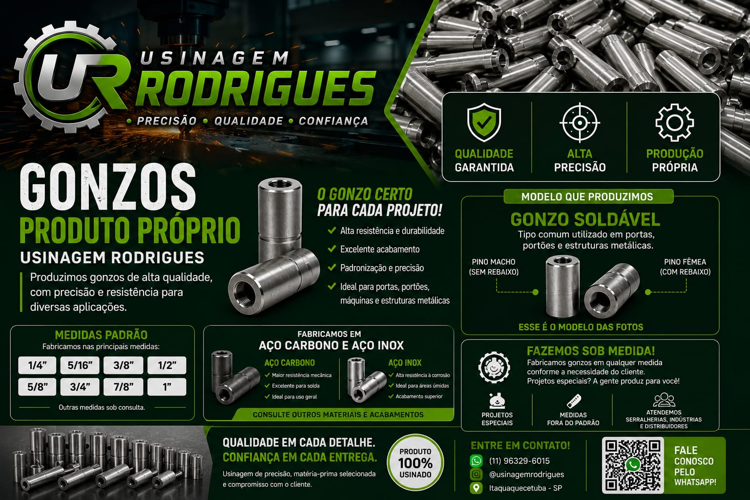 Gonzos produzidos pela Usinagem Rodrigues