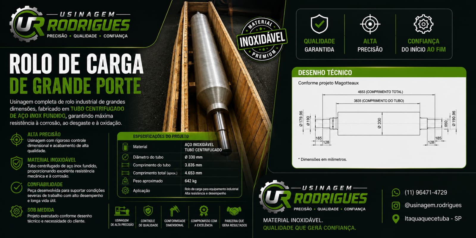 Componente industrial produzido pela empresa